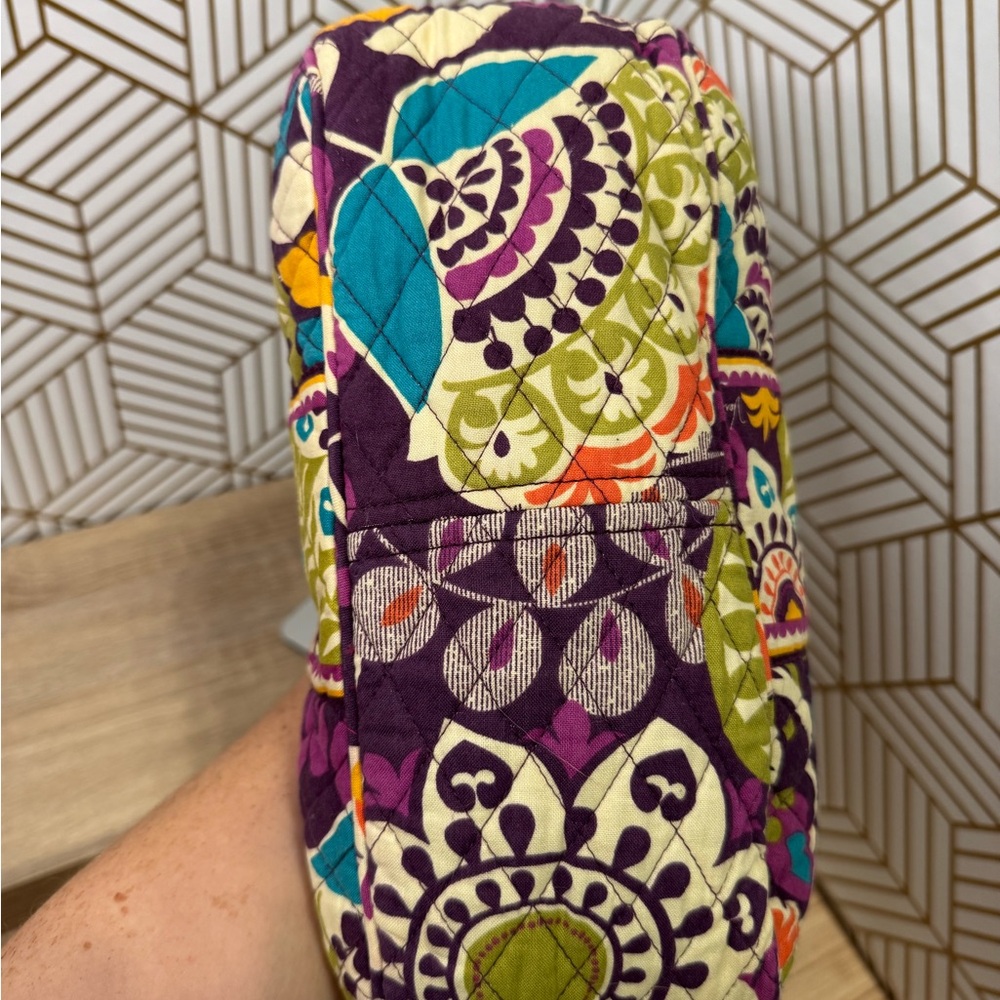 Vera Bradley Quilted Travel Cosmetic Case in Purple, Green, Teal, Yellow, Orange - Picture 8 of 8